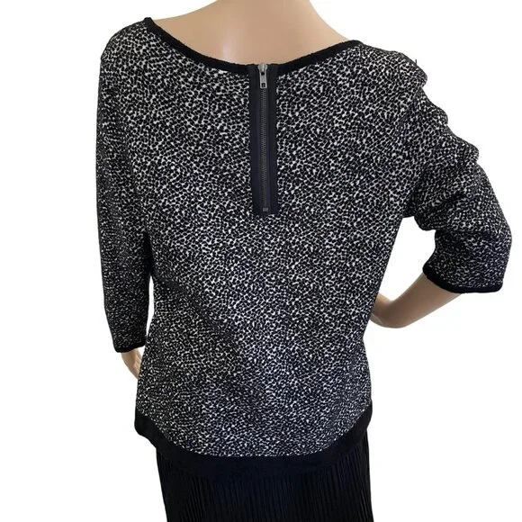 Moth Anthropologie Sweater Size XL Black White Textured Knit Scoop Neck - Picture 5 of 11